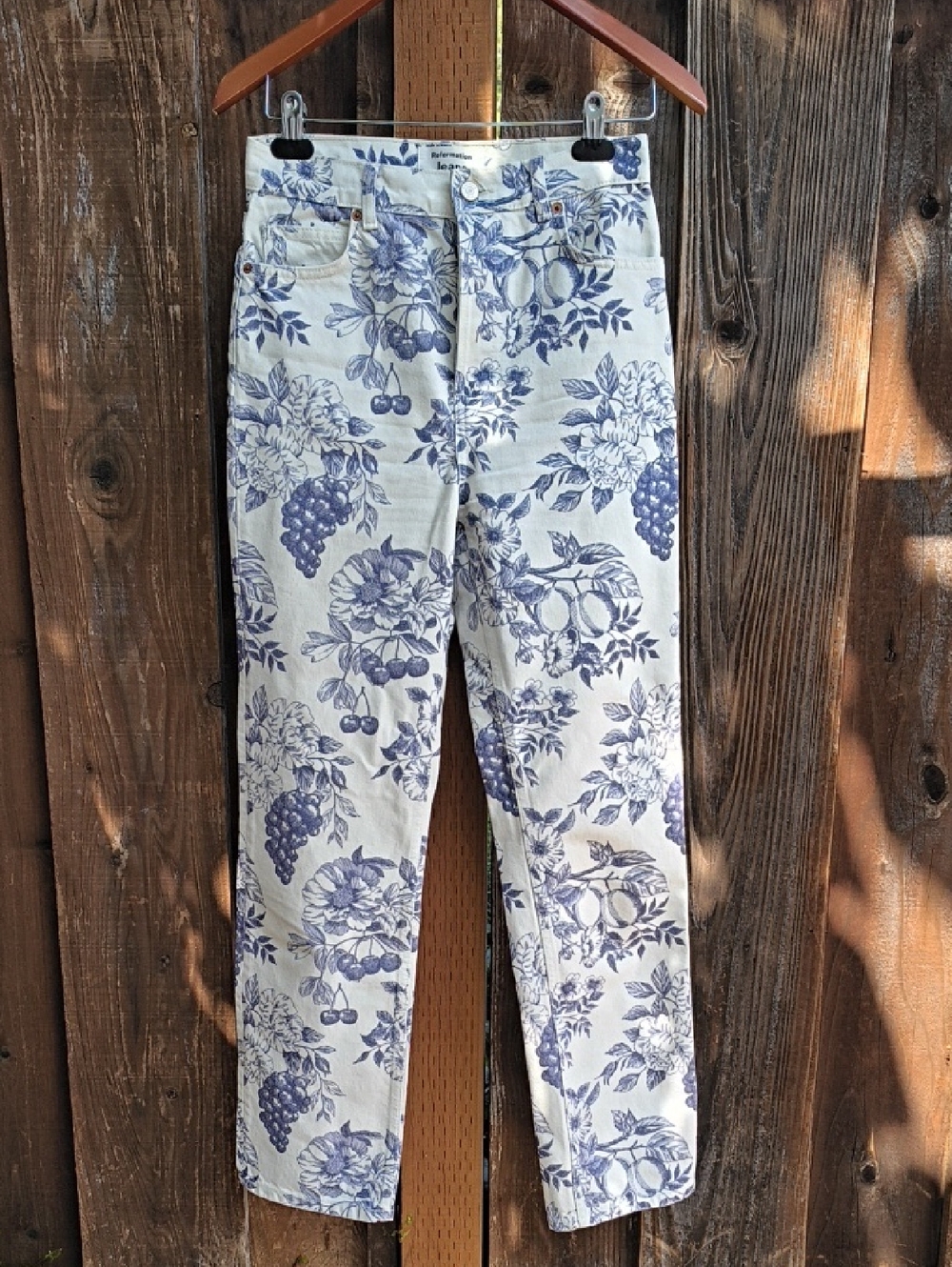 REFORMATION Jeans Cynthia Toile High Rise Straight Jeans 100% Cotton Size 26